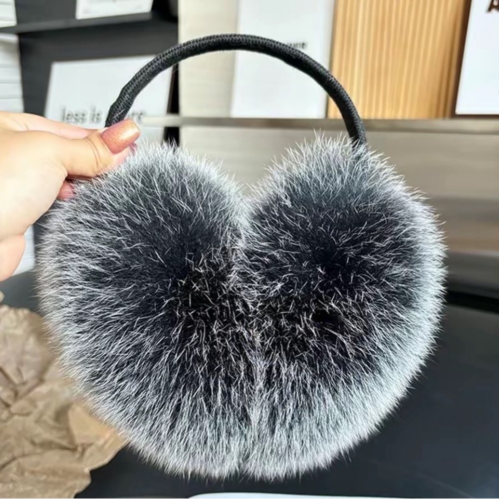 Chic Faux Fur Hear earmuff- Black and Gray